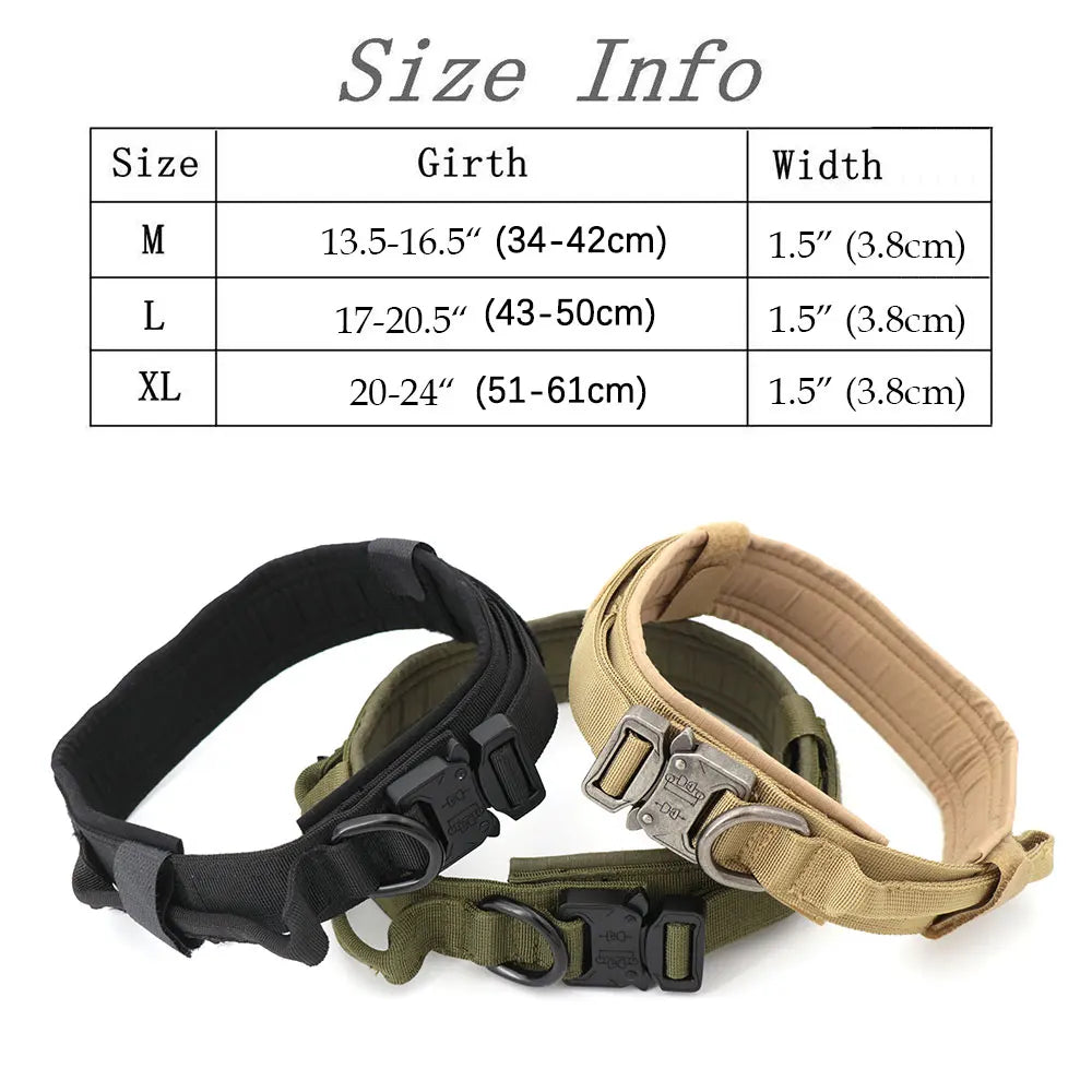 Tactical Dog Collar β Heavy Duty 1000D Nylon with Metal Buckle & Control Handle | Adjustable, Durable Training Collar for Medium & Large Dogs