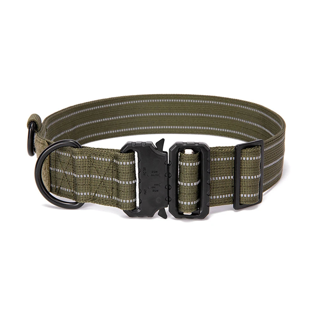 Reflective Dog Collar β Adjustable Military-Style Training Collar for Medium & Large Dogs | Night Safety & Outdoor Control