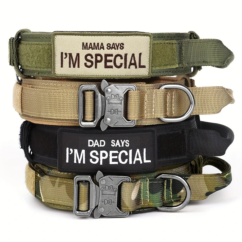 Tactical Dog Collar β Heavy Duty 1000D Nylon with Metal Buckle & Control Handle | Adjustable, Durable Training Collar for Medium & Large Dogs