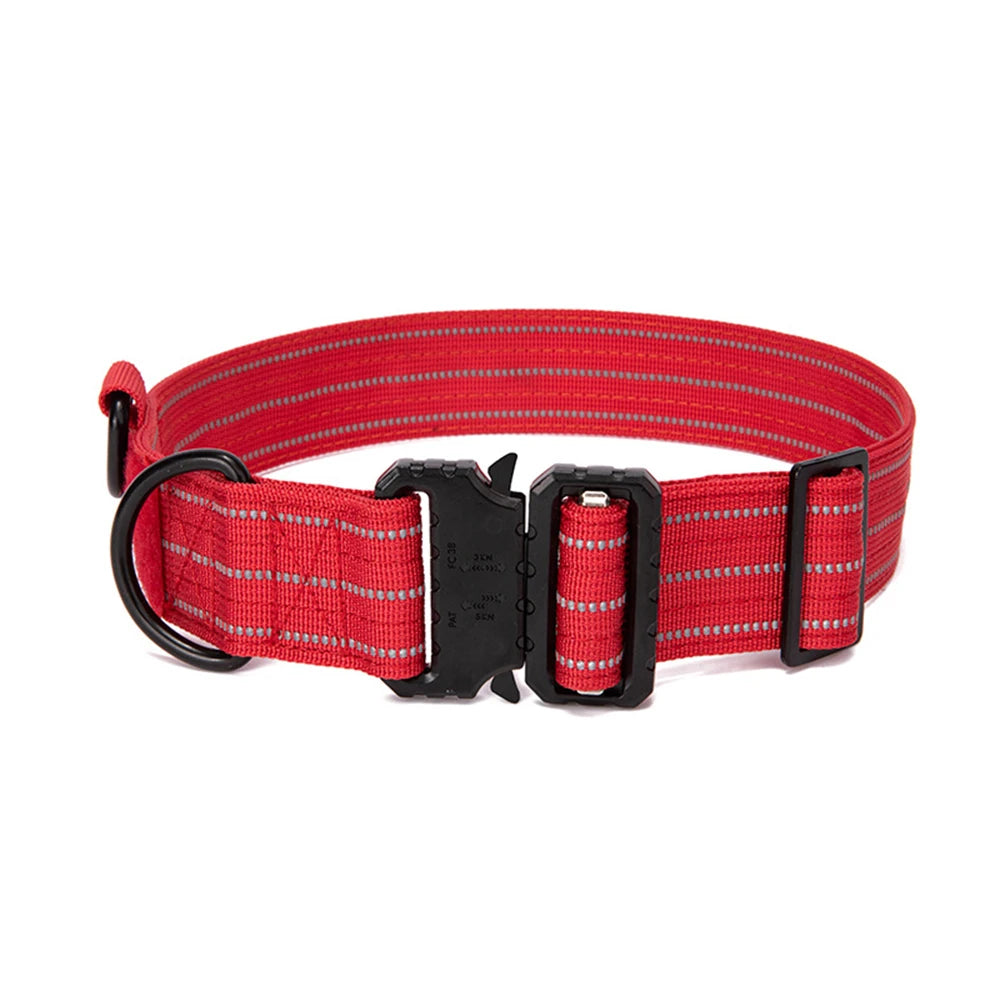 Reflective Dog Collar β Adjustable Military-Style Training Collar for Medium & Large Dogs | Night Safety & Outdoor Control