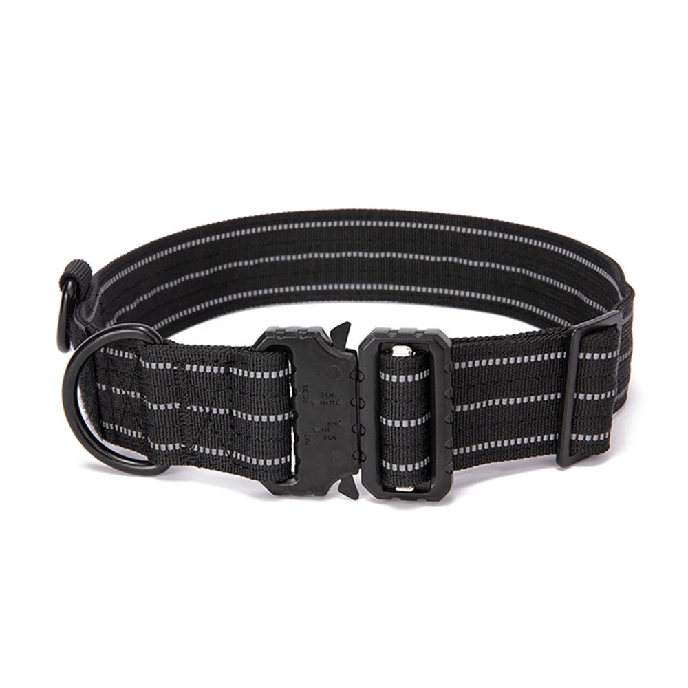 Reflective Dog Collar β Adjustable Military-Style Training Collar for Medium & Large Dogs | Night Safety & Outdoor Control