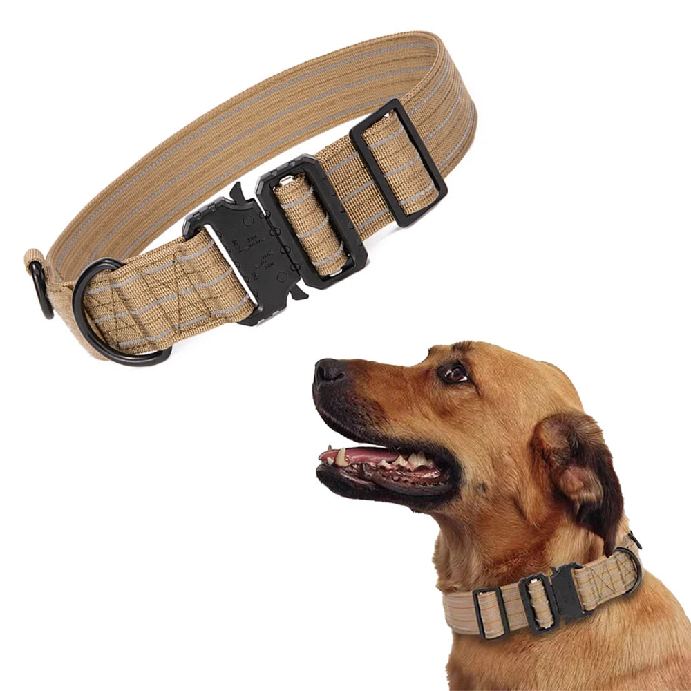 Reflective Dog Collar β Adjustable Military-Style Training Collar for Medium & Large Dogs | Night Safety & Outdoor Control