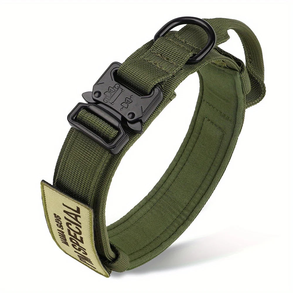 Tactical Dog Collar β Heavy Duty 1000D Nylon with Metal Buckle & Control Handle | Adjustable, Durable Training Collar for Medium & Large Dogs