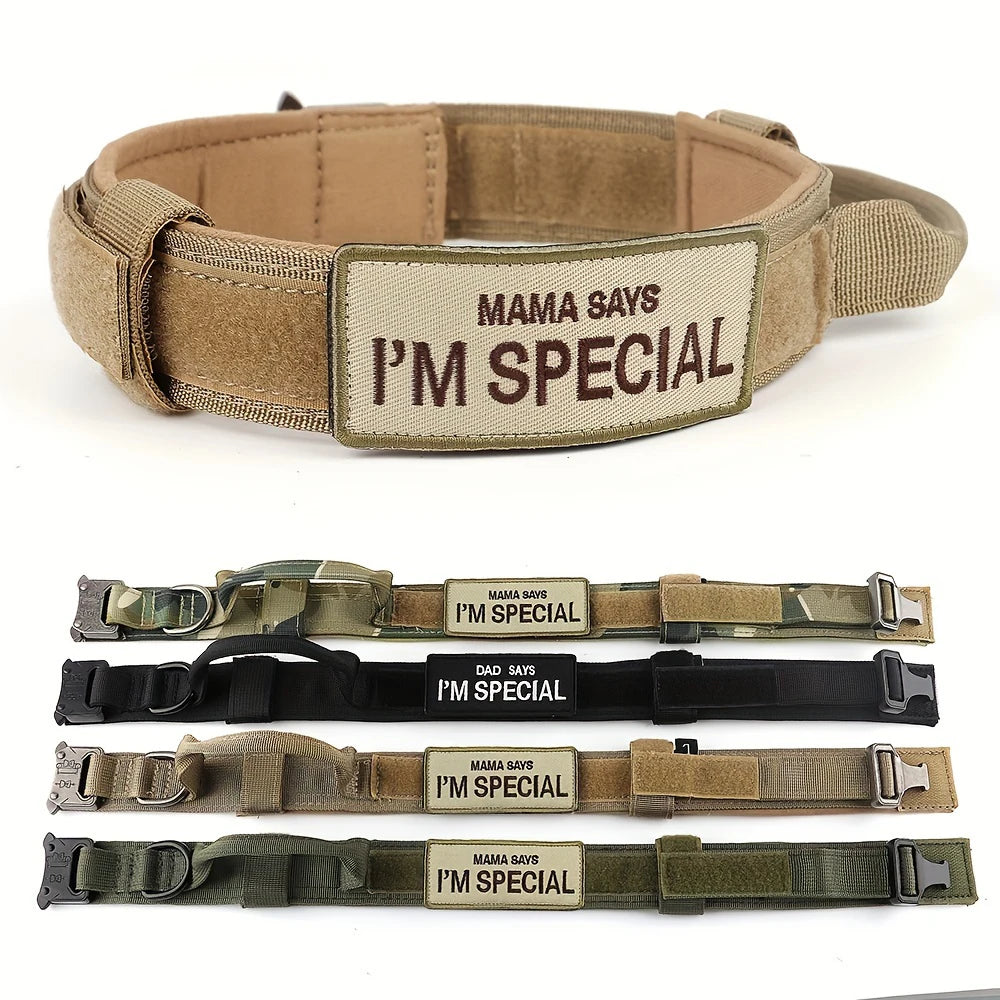 Tactical Dog Collar β Heavy Duty 1000D Nylon with Metal Buckle & Control Handle | Adjustable, Durable Training Collar for Medium & Large Dogs