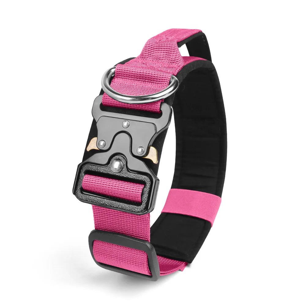 Heavy Duty Tactical Dog Collar with Handle – Adjustable Nylon & Metal Buckle | Strong Training Collar for Medium & Large Dogs