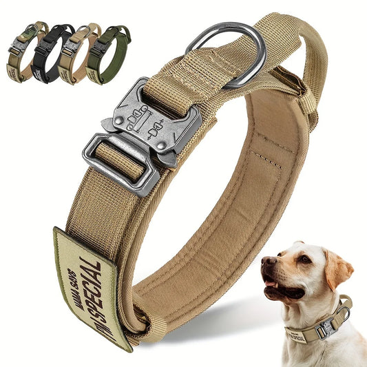 Tactical Dog Collar – Heavy Duty 1000D Nylon with Metal Buckle & Control Handle | Adjustable, Durable Training Collar for Medium & Large Dogs