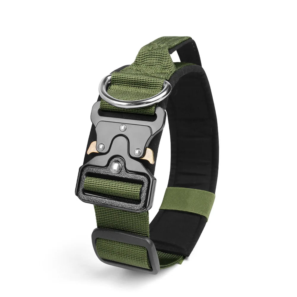 Heavy Duty Tactical Dog Collar with Handle – Adjustable Nylon & Metal Buckle | Strong Training Collar for Medium & Large Dogs