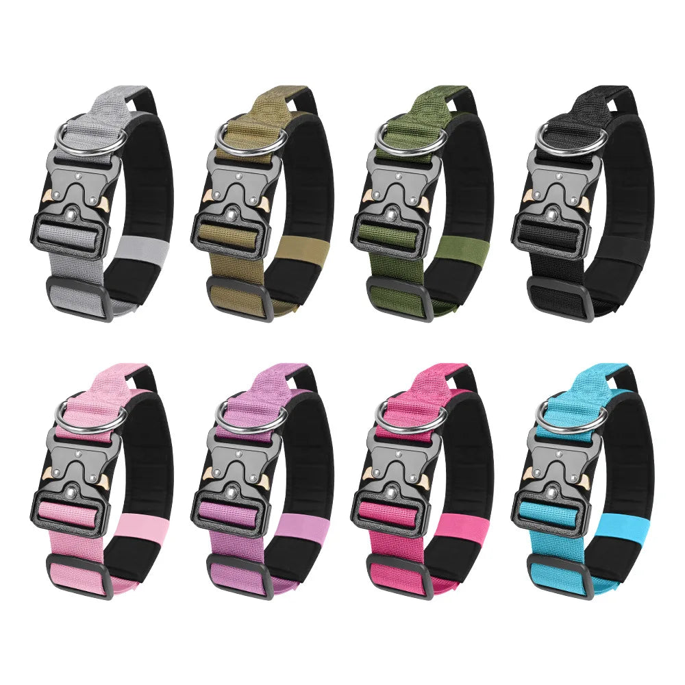 Heavy Duty Tactical Dog Collar with Handle – Adjustable Nylon & Metal Buckle | Strong Training Collar for Medium & Large Dogs