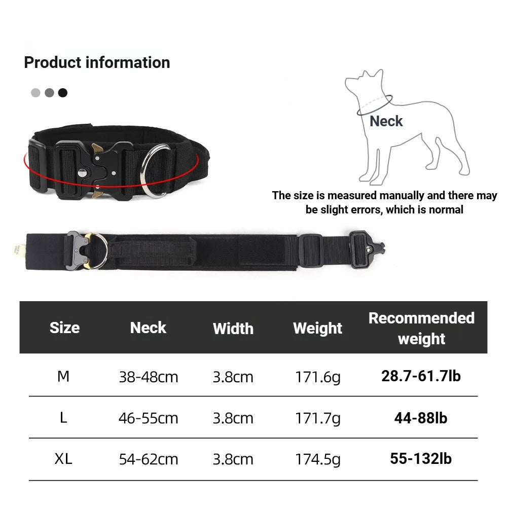 Heavy Duty Tactical Dog Collar with Handle – Adjustable Nylon & Metal Buckle | Strong Training Collar for Medium & Large Dogs
