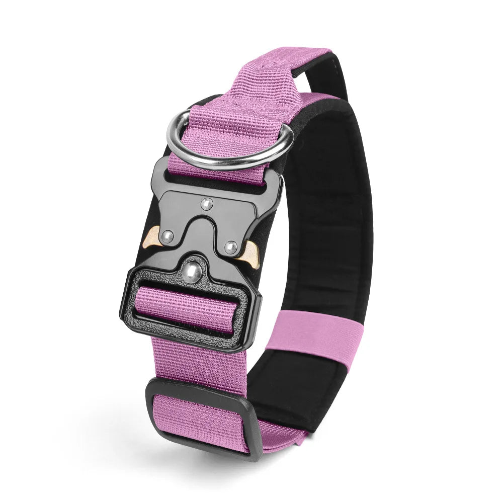 Heavy Duty Tactical Dog Collar with Handle – Adjustable Nylon & Metal Buckle | Strong Training Collar for Medium & Large Dogs
